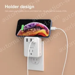 Wall Socket 3 AC Outlets Power Strip