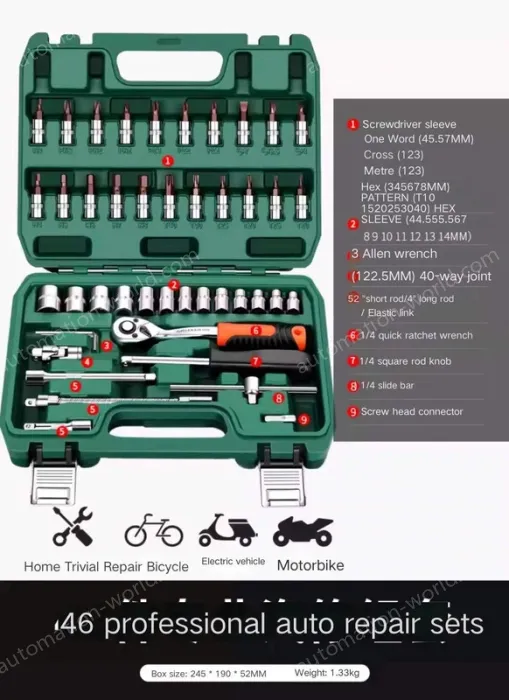 Upgraded 72-tooth bent shank auto repair 46-piece set