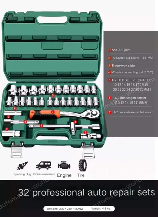 Upgraded 72-tooth bent handle auto repair 32-piece set